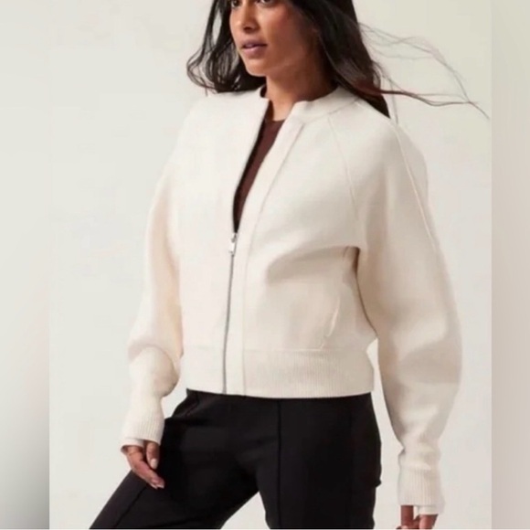 Athleta Jackets & Blazers - ATHLETA Zip Up Sequoia Magnolia Cream Sweater
